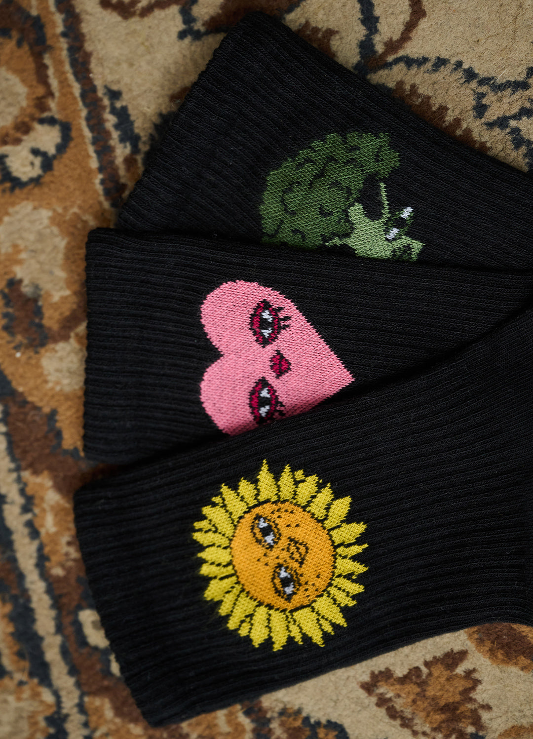 SONNE, HERZ & BROKKOLI SOCKEN SET SCHWARZ