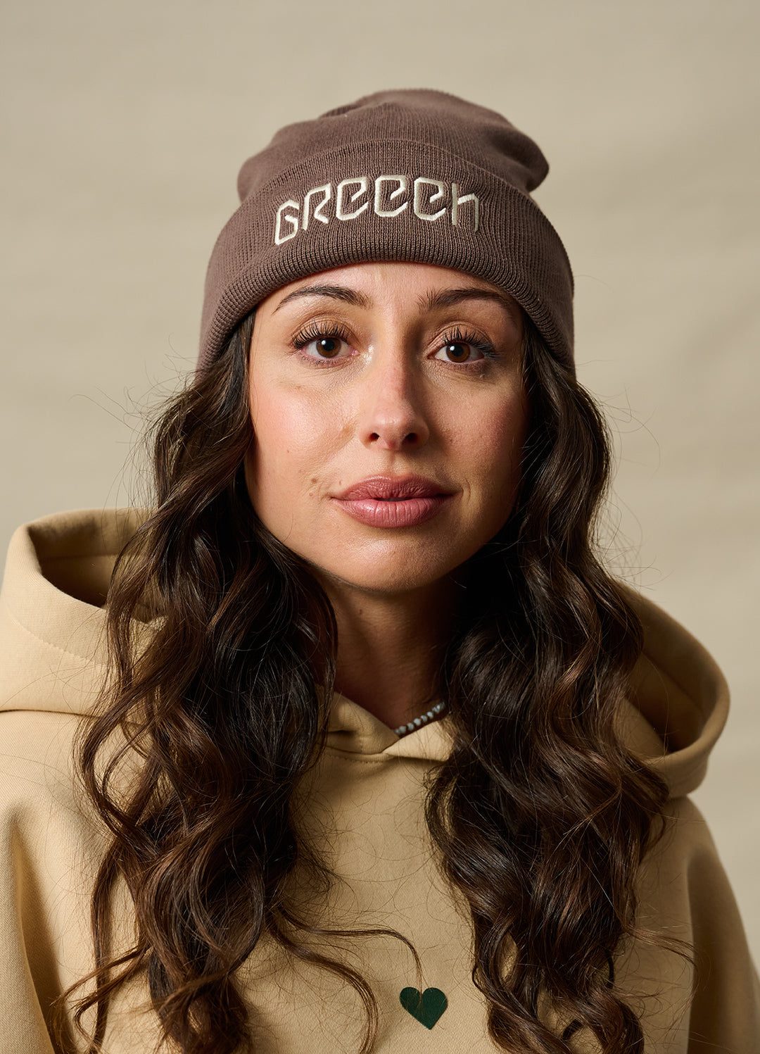 SCHOKO RIB BEANIE - BEIGES LOGO