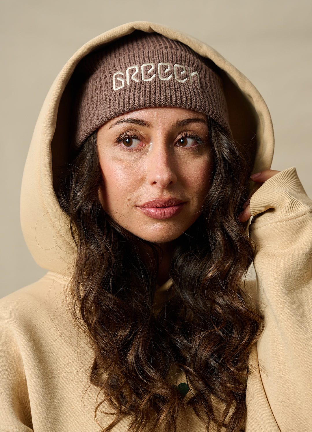 SCHOKO FISHERMAN BEANIE - BEIGES LOGO