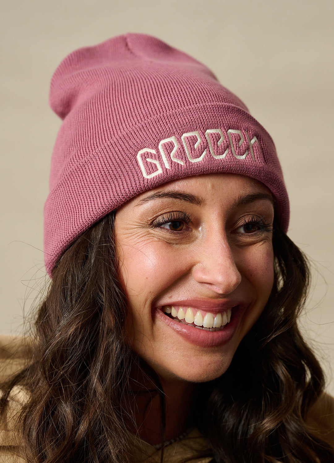ROSE RIB BEANIE - BEIGES LOGO